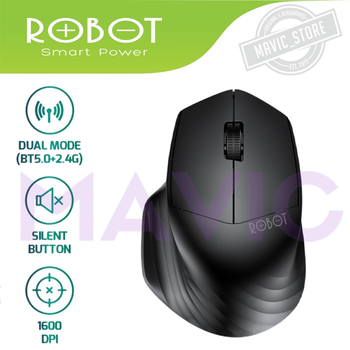 ROBOT M350 Mouse Wireless Silent Click 1600DPI Bluetooth & Receiver - M355