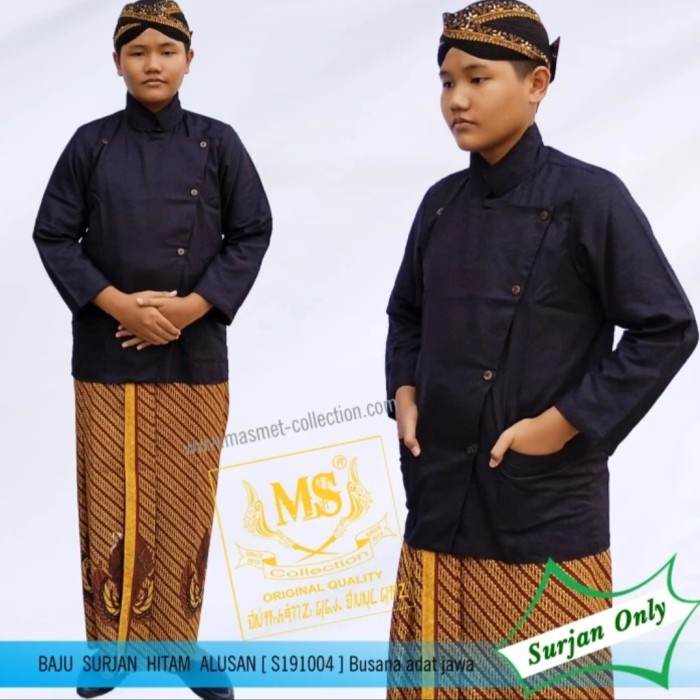 TERBAIK BAJU SURJAN HITAM ALUSAN ( busana adat Jawa pria)