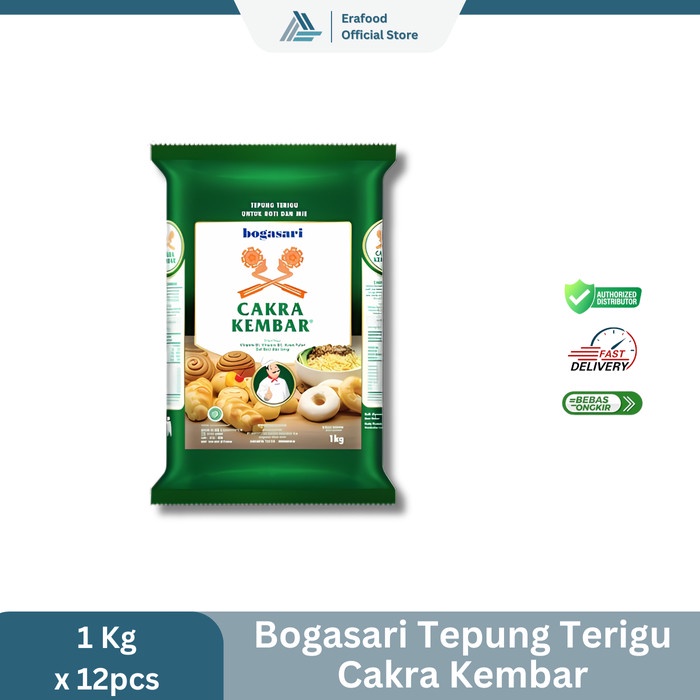 

SALE !!! BOGASARI TEPUNG TERIGU CAKRA KEMBAR 1 KG - 1 KARTON @12PCS READYY