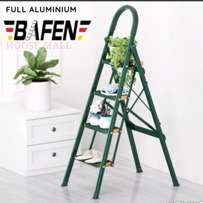 BAFEN Tangga Rumah Lipat 3/4/5/6 Step Tangga Lipat FULL ALUMINIUM