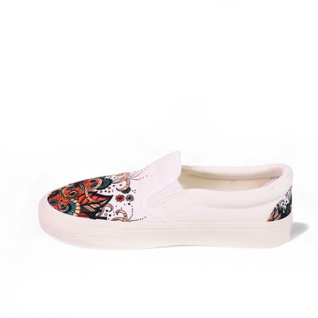 NEW WAKACAW - Batik Etnik Slip On White Series Sepatu Wakacaw Sepatu Slip On Selop Casual Vulcanised