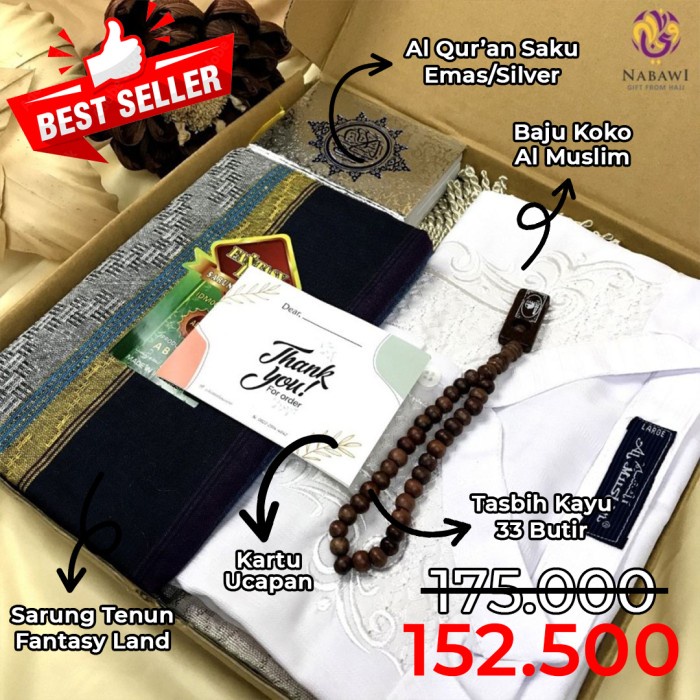 Hampers Gift Box Sarung Baju Koko Al Muslim Kado Cowok Ultah Wisuda