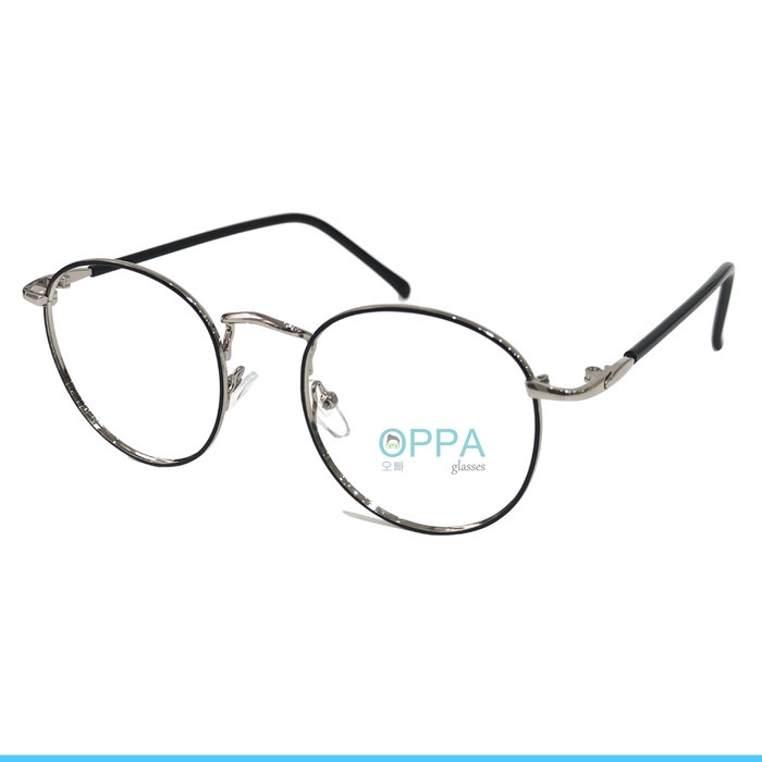 Frame Kacamata Korea Pria Wanita Oppa Op02 Blsv Hitam Bulat Fashion Pasti Ori
