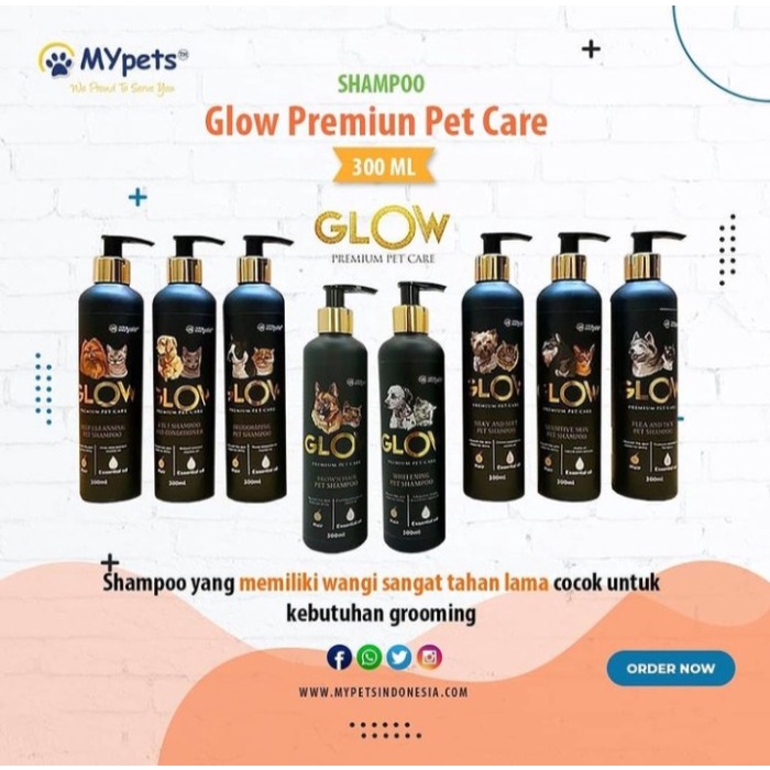 Glow Shampo Premium Pet Care 300Ml/ Shampoo Hewan Anjing Kucing