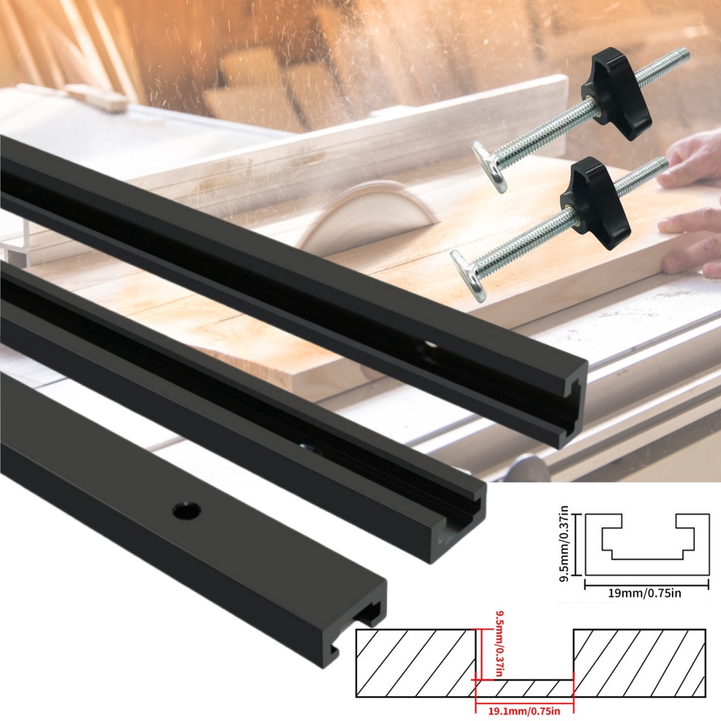 T Track Woodworking T-slot Slide Track Miter Aluminium T-Track,19x9.5mm T-slot Miter Track Jig T Scr