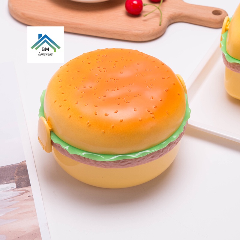 Kotak Makan / Lunch Box / Tempat Bekal Hamburger / Lunch Box Hamburger / Wadah Makanan / Kotak Makan