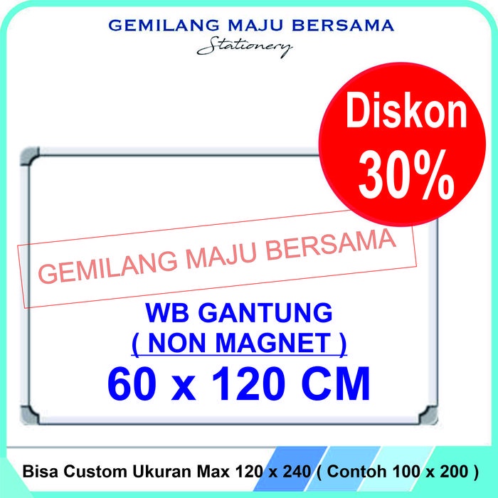 

Whiteboard / Papan Tulis MAXI 60 x 120 (Gantung Magnet atau Nonmagnet)