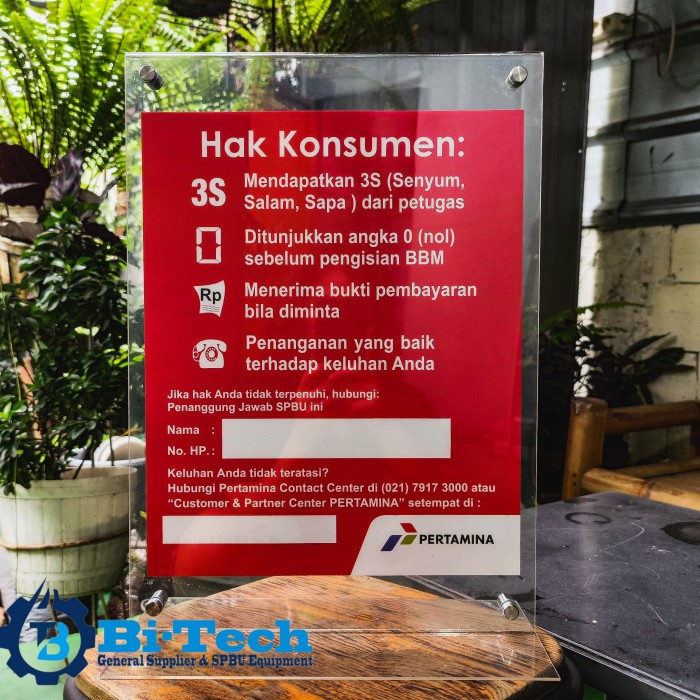 

Papan Hak Konsumen Akrilik 3S SPBU Salam Senyum Sapa A3 Kuat Tebal