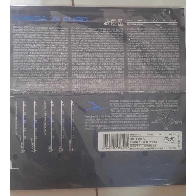 ORIGINAL XIOM OMEGA VII EURO / EROPA Karet Bet Tenis Meja BARU, SEGEL