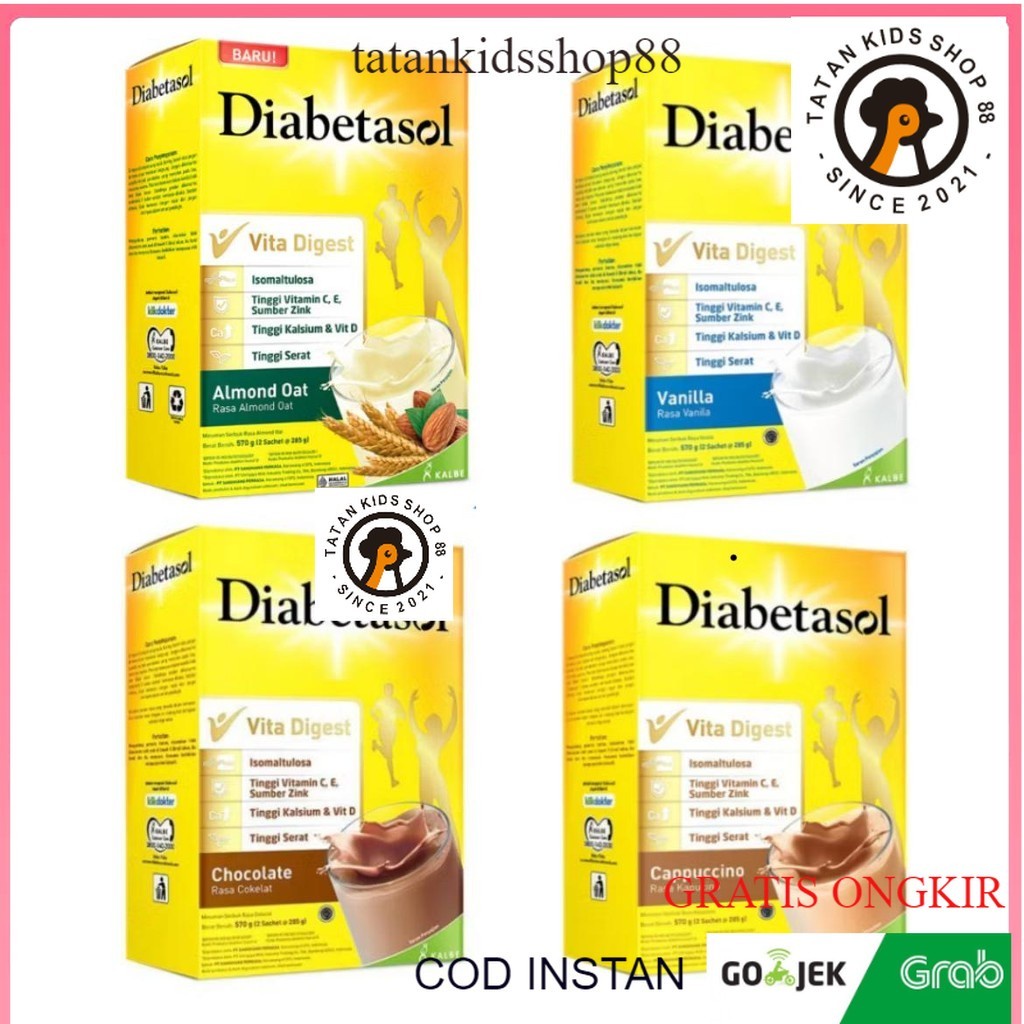 

Diabetasol 570gr Susu Rasa Vanilla Coklat Capucino Nutrisi Pengganti Makan Kontrol Gula Darah