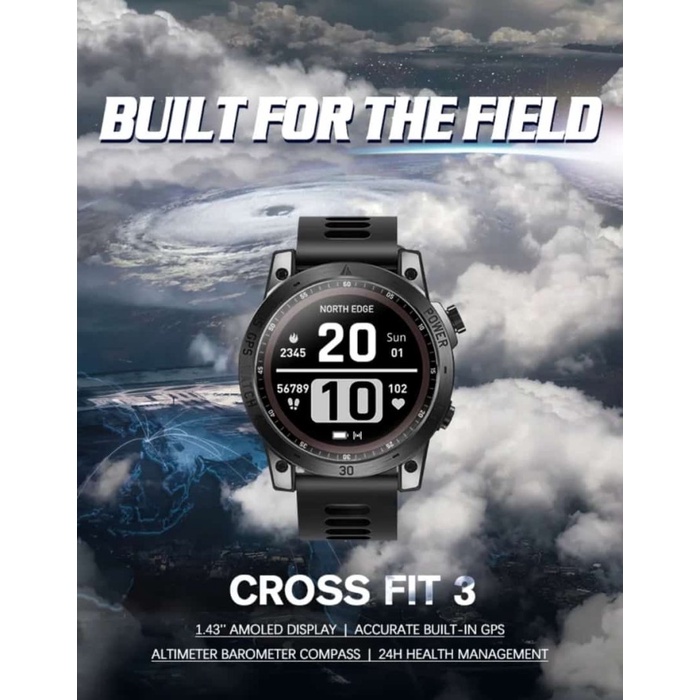 NORTH EDGE CROSS FIT 3 Jam Tangan Pria GPS Altimeter Barometer Kompas