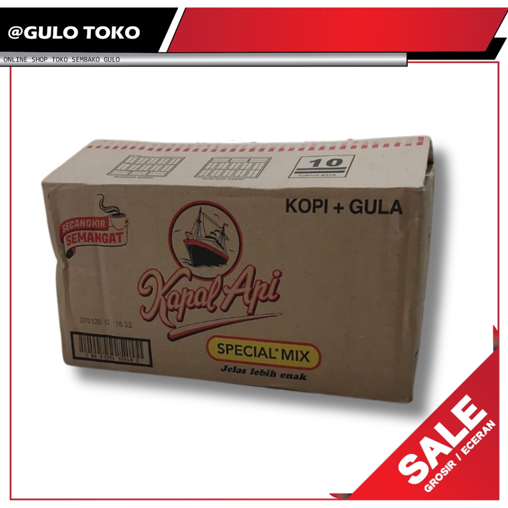 

Kopi Kapal Api + Gula Special mix kemasan Sachet 23g 1 DUS (GULO TOKO)