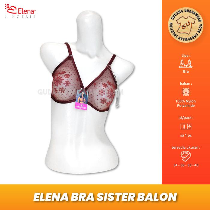 ready stok elena sister balon bra wanita transparan isi 1pc original