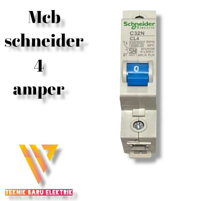 jayaMt- MCB SCHNEIDER 4A BIRU SNI PLN SPLN CL4 4 AMPERE 900 WATT
