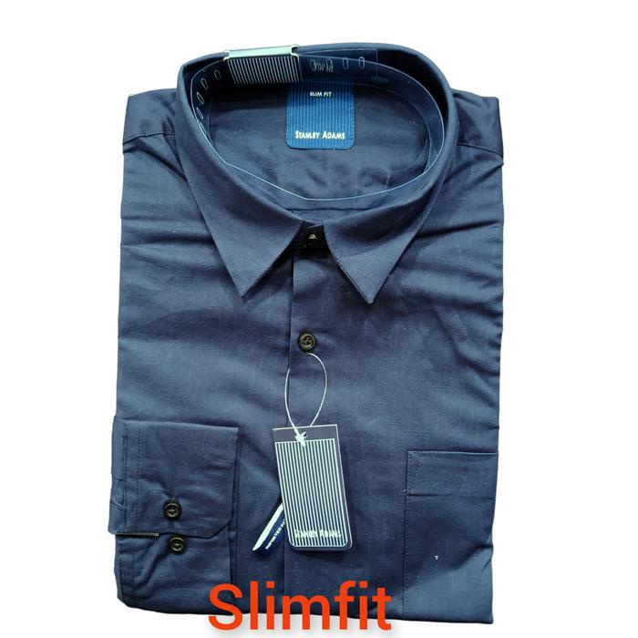 Kemeja Pria Stanley Adam Original Kerja Kantor Formal Lengan Panjang Katun Slim-Fitting