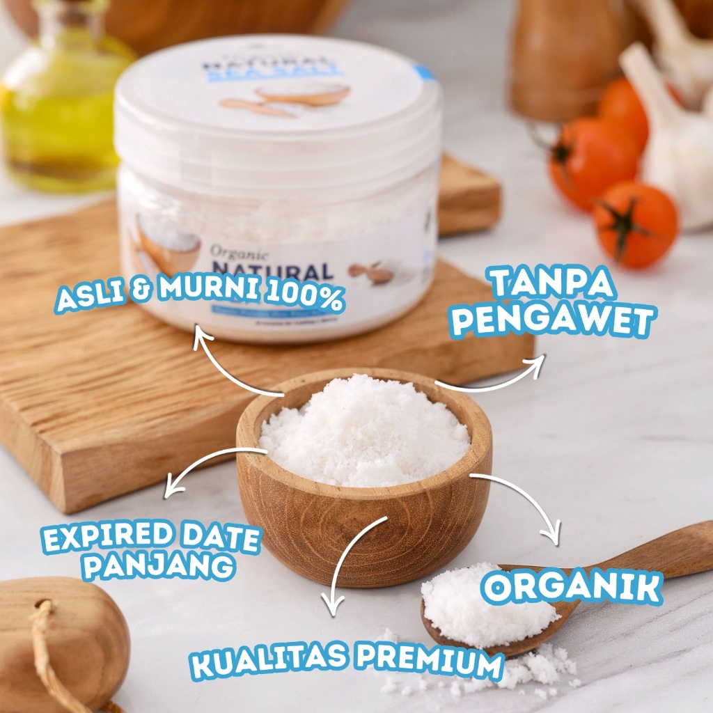 

Sea Salt Pure Organic Garam Laut Alami Premium Asli 100% / Seasalt Fine Grain non GMO Mpasi Halus