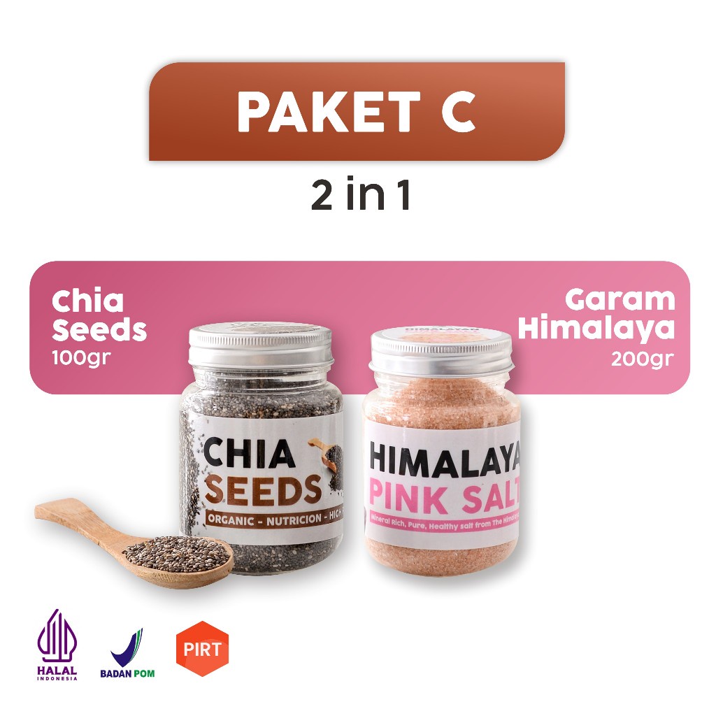 

Paket Diet Detox 2in1 Garam Himalaya Premium & Chia Seeds Organik Organic Himalayan Pink Salt