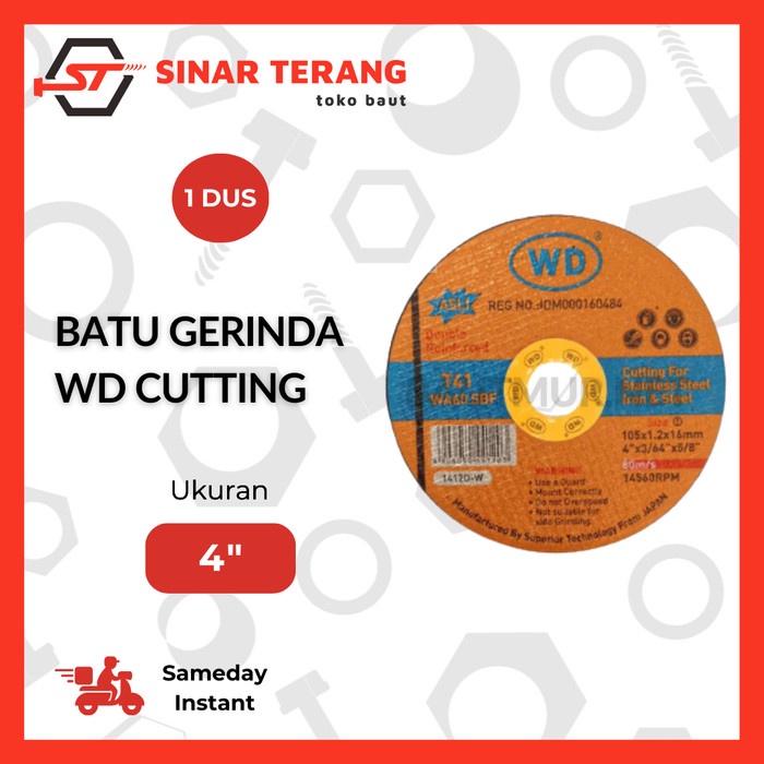 (1 Dus) MATA BATU GERINDA - PISAU CUTTING - WD GOLD 4 inch CUTTING