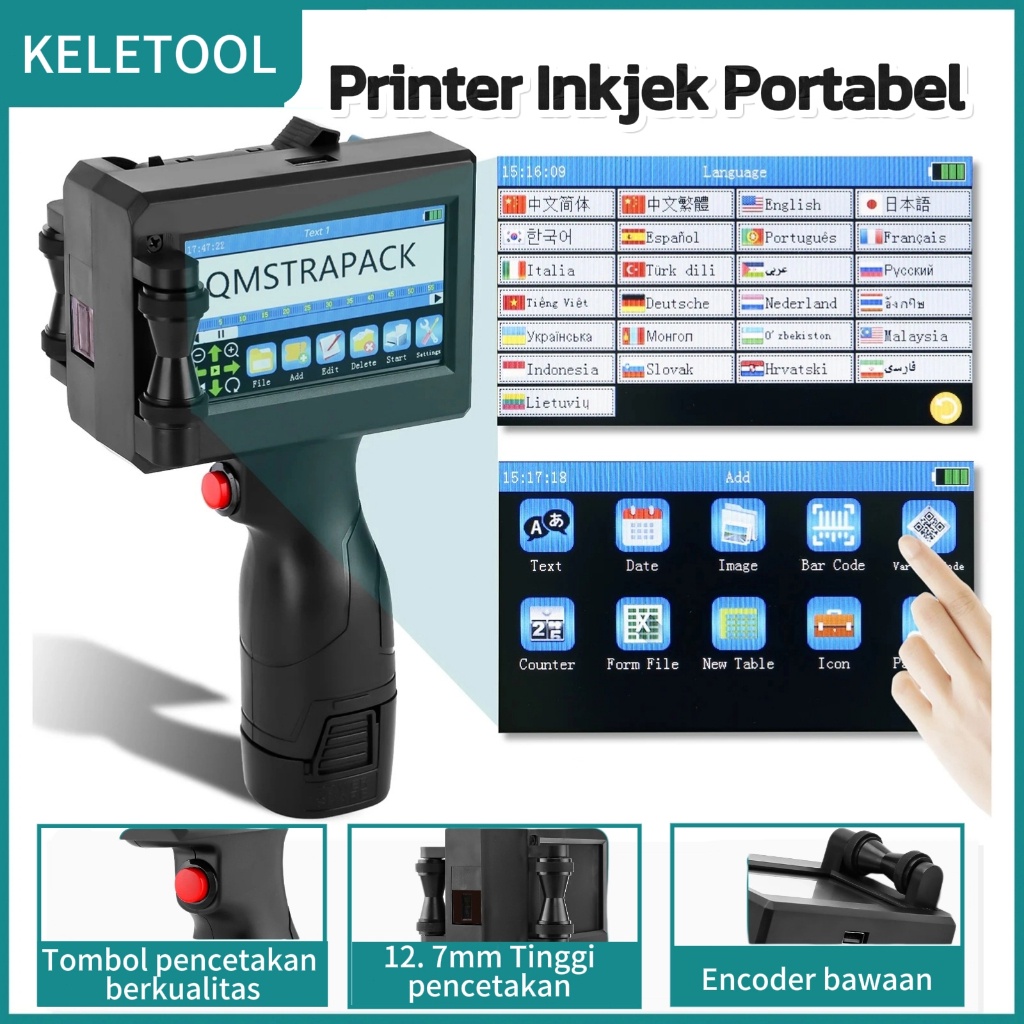 Ready stockMesin Tinta Printer Inkjet Genggam Portabel Printer Inkjet Tanggal Otomatis Printer