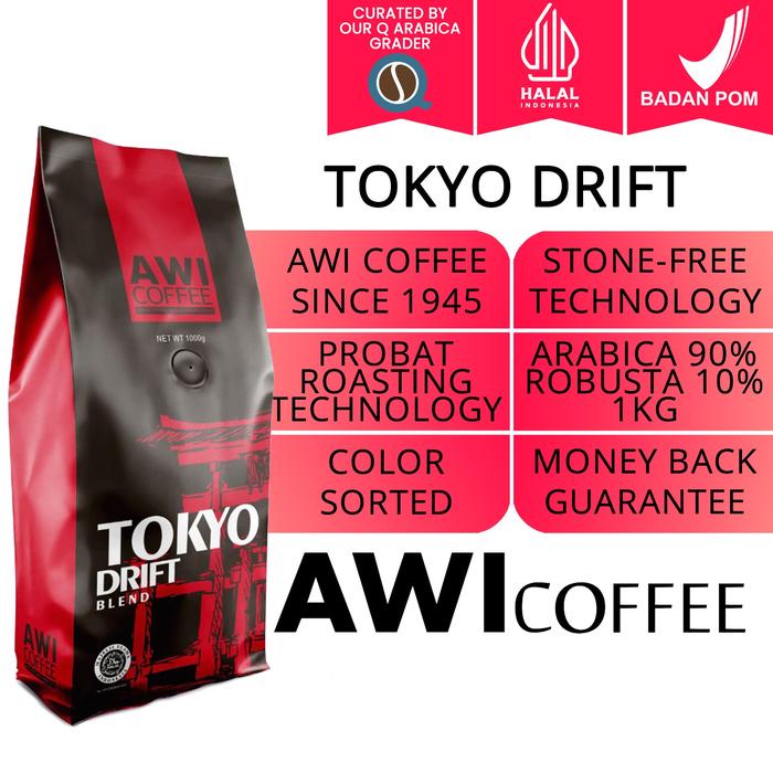 

Awi Coffee Tokyo Drift 1 Kg Biji Roasted Coffee Beans Arabica Robusta Premium Cafe Blend Terbaru