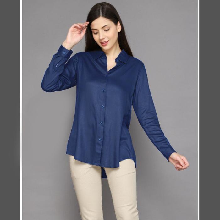 KEMEJA WANITA KATUN RAYON TWILL PUTIH HITAM casual Mewah Variasi