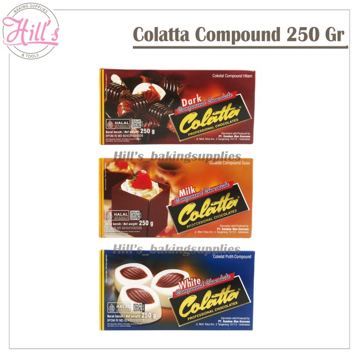 

Ready" Colatta 250 Gr Chocolate Compound Dark Milk White / Colata Choco Compond / Coklat Susu Putih