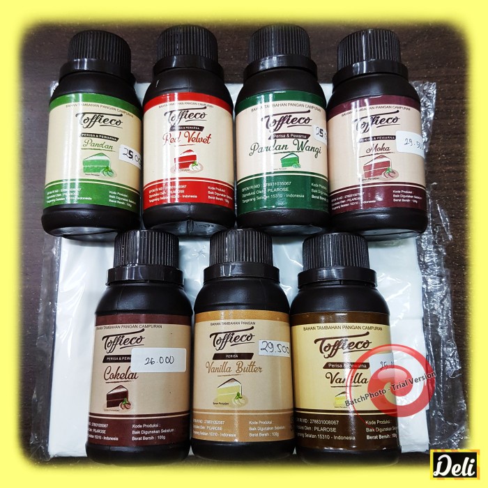 

Ready" Botol Toffieco Perisa Dan Pewarna 100Gr