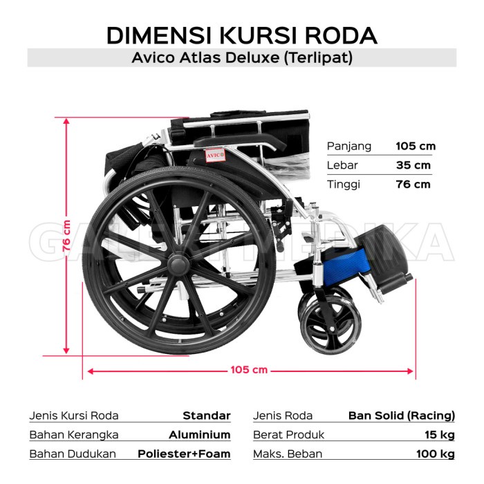 Kursi Roda Avico Atlas Deluxe - Kursi Roda Alumunium