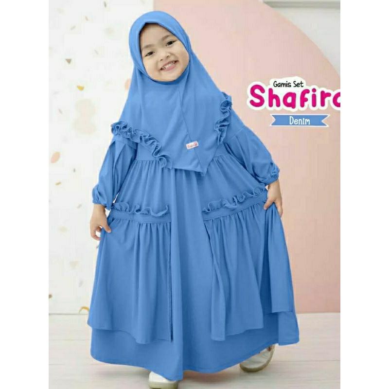 Gamis Anak Set Hijab/ Shafira dress Gamis Syari Plus Hijab / Size 1-12 Thn Model Terbaru