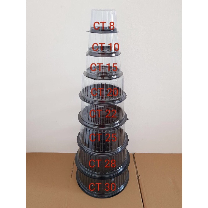 JTTOP" 10PC MIKA CT15 BOX PLASTIK KUE CAKE BOLU TART TUMPENG KECIL MINI BULAT