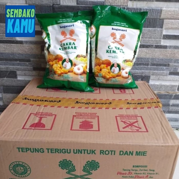 

SALE !!! TEPUNG TERIGU CAKRA KEMBAR PREMIUM 1 KG - 1 DUS ISI 12 PCS READYY