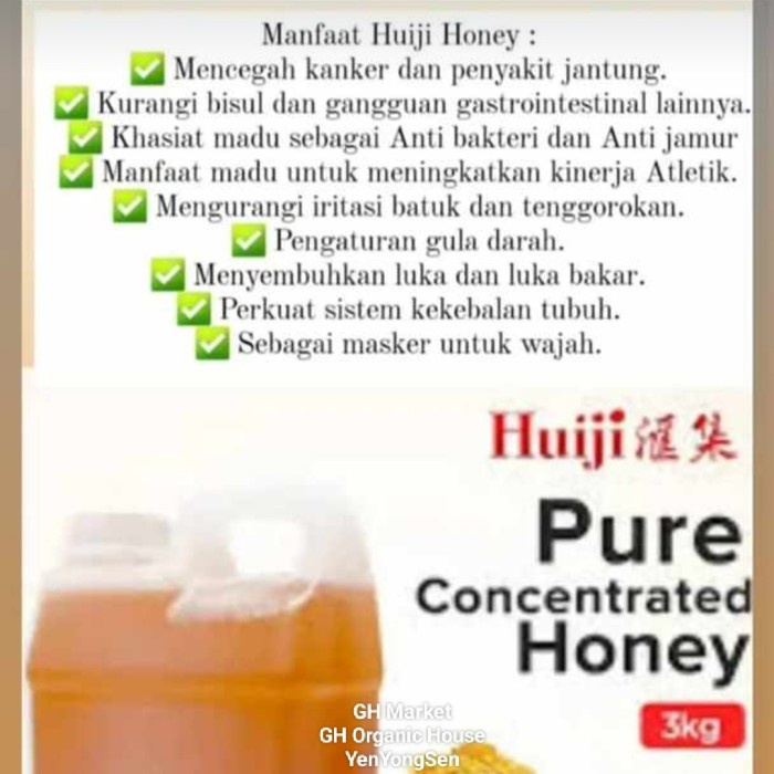 

BARANG TERLARIS MADU HUIJI 3 KG HONEY ORIGINAL IMPORT SINGAPORE / TERLARIS / TERBARU