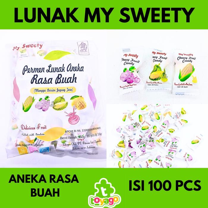 

My sweety Permen lunak rasa buah/permen aneka rasa buah isi 100 pcs grosir