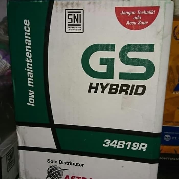 Aki Accu Basah Mobil Gs Hybrid Astra 34B19R 12V-34Ah Original