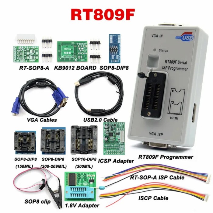 RT809H EMMC-Nand FLASH Universal Programmer Iterms With Cables