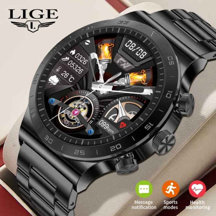 Lige Smart Watch Men Steel Band Watch For Men Smartwatch Bluetooth