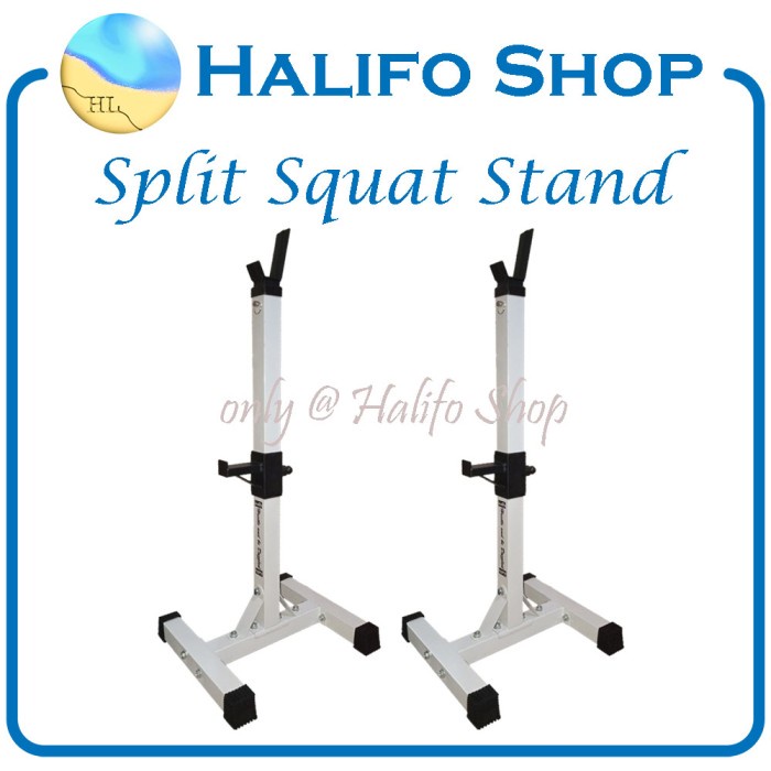 Mobile Squat Stand Adjustable - Free Bench Press Rack Set - White