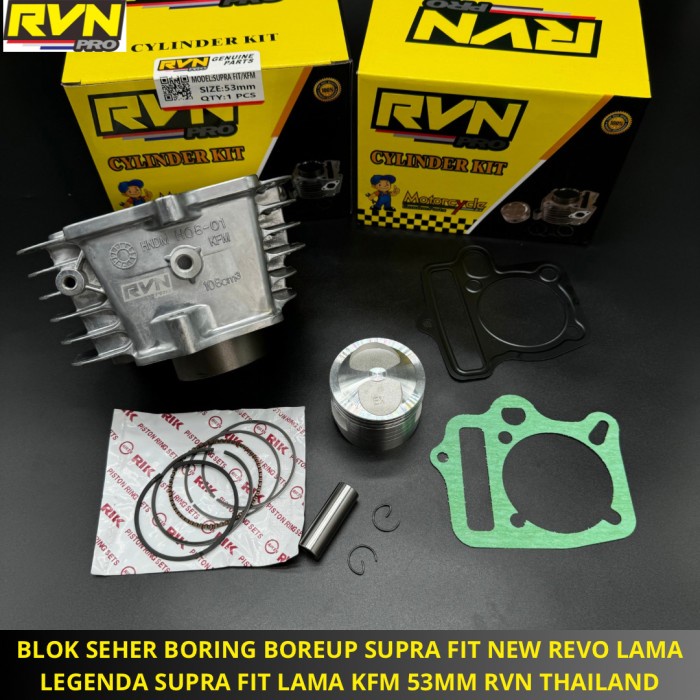BLOK SEHER BORING PAKET BOREUP BORE UP SUPRA FIT NEW REVO LAMA LEGENDA SUPRA FIT LAMA KFM 53MM 53