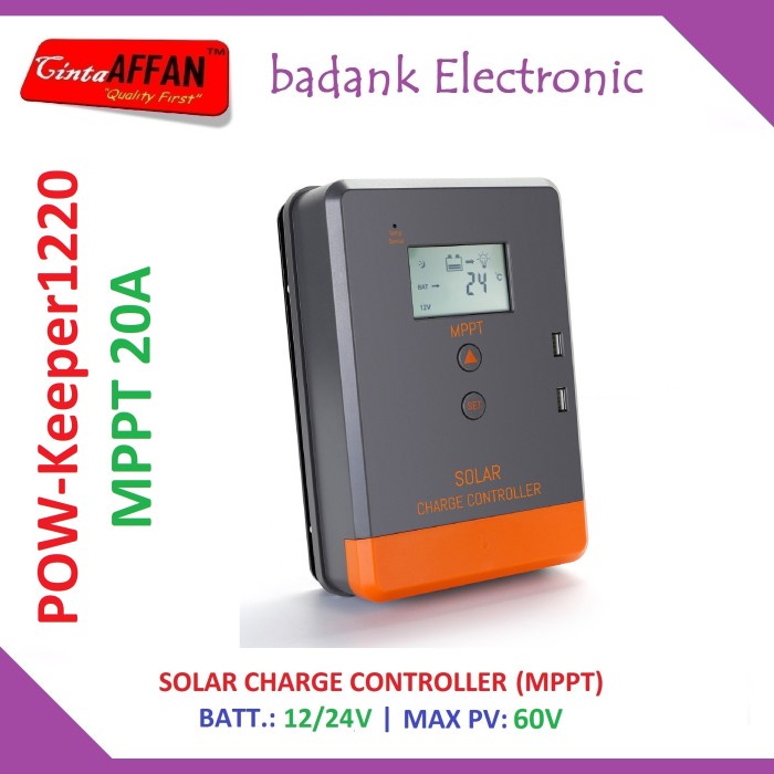 TERMURAH POW-KEEPER1220 SOLAR CHARGE CONTROLLER 12V/24V SCC POWMR MPPT 20A