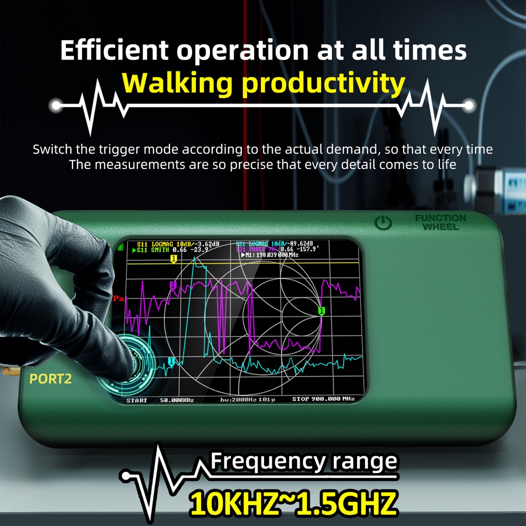 3.98" Touch Screen Vector Network Analyzer 10KHz-1.5GHz MF HF VHF UHF SHF Antenna Analyzer Dual Port