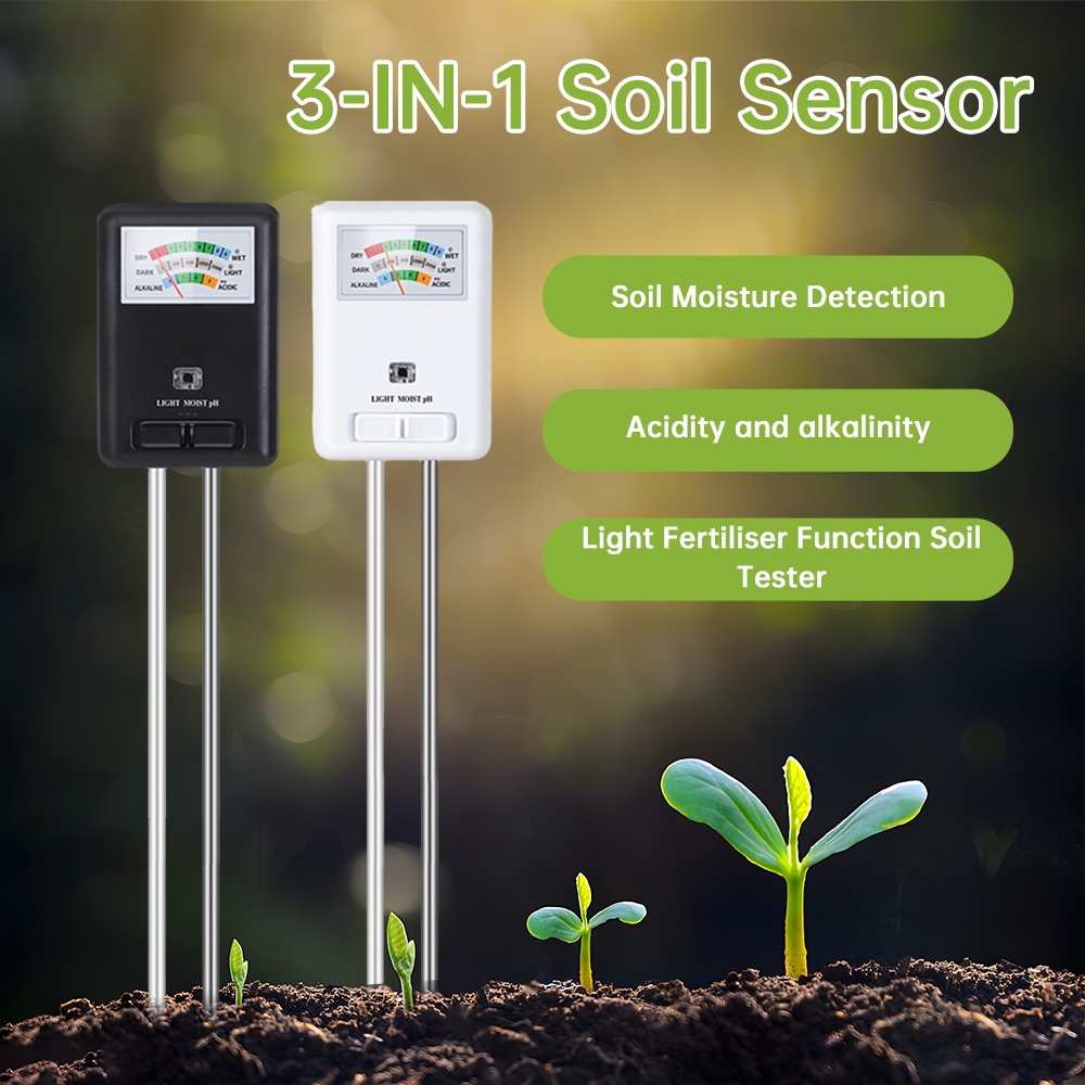 3-in-1 Soil PH Tester Soil Moisture Tester Garden Soil Tester Battery Free Plug & Play