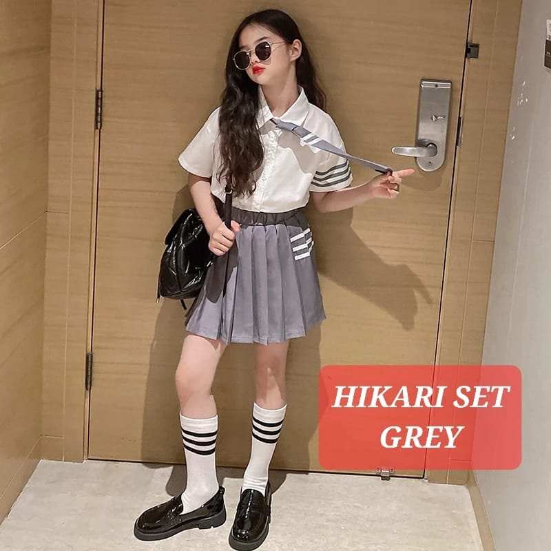 Promo  Bajukiddie Hikari Set Grey Baju Setelan Seragam Uniform Ala Korea Jepang Anak Remaja