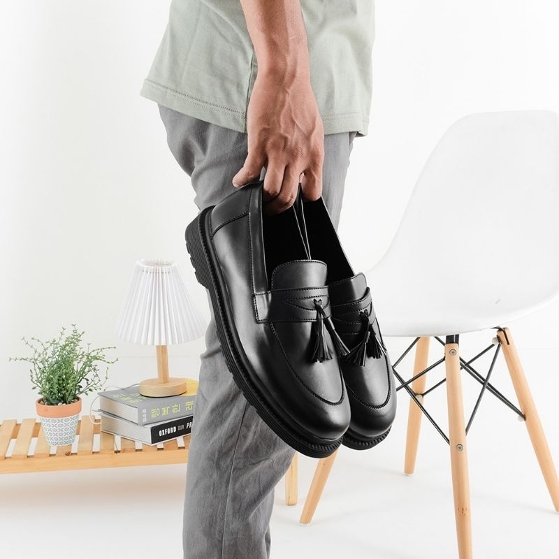 Termurah Union Prabu Sepatu Formal Pantofel Pria Casual Loafers Hitam Tali Kerja Kantor Kuliah