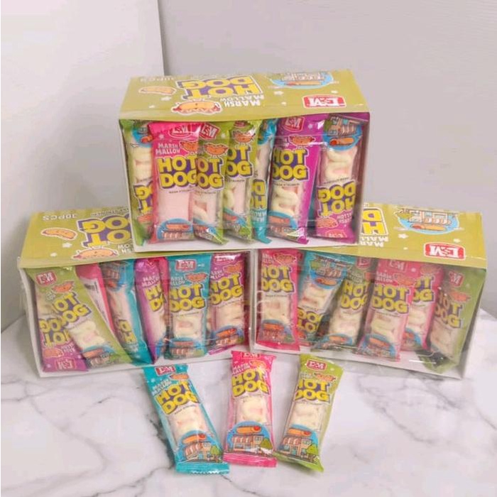 

MARSH MALLOW HOT DOG RASA BUAH (1 BOX 30 PCS) BPOM Candy Snacks.. Food Makanan