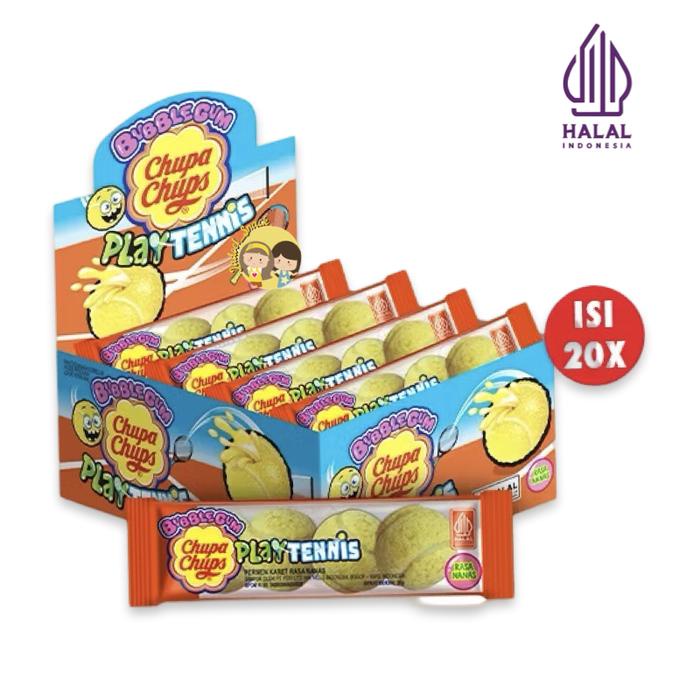 

GROSIR - Permen Karet Bola Tennis Play Chupa Chups 20 X 20 Gr Rasa Nanas by Jadoel_Snack Gum