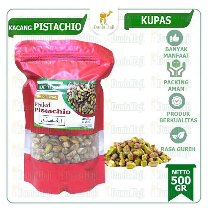 

Kacang Arab Pistachio 500GR Kupas Roasted Pistacio Fustuk Matang Tanpa Kulit Cangkang Panggang