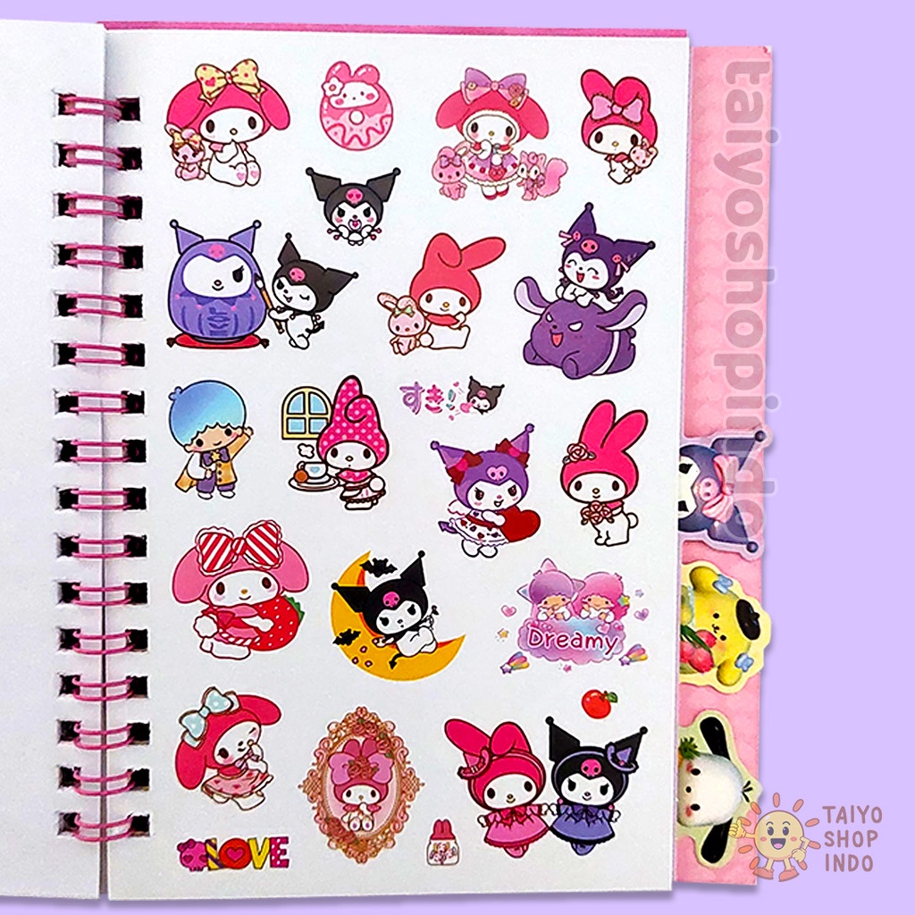 

Disc Taiyo 3D Note Book Sticker Ring Karakter Cinnamoroll Kuromi Melody Buku Catatan Stiker Tempel
