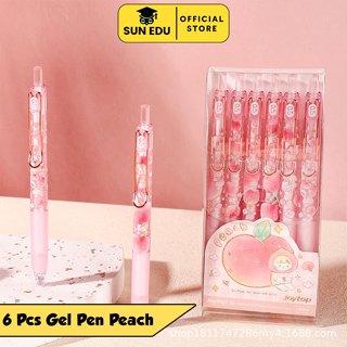 

6Pcs Pulpen Gel Mekanik Lucu Pink Hitam Stationery Kode 909