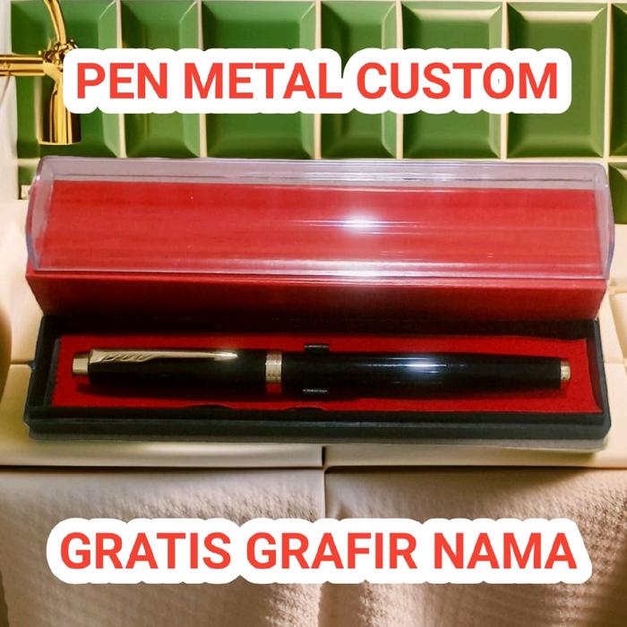 

Bollpoint Metal Custom Gratis Box & Grafir Nama Pen Souvenir Hampers Alat Tulis Kode 1165
