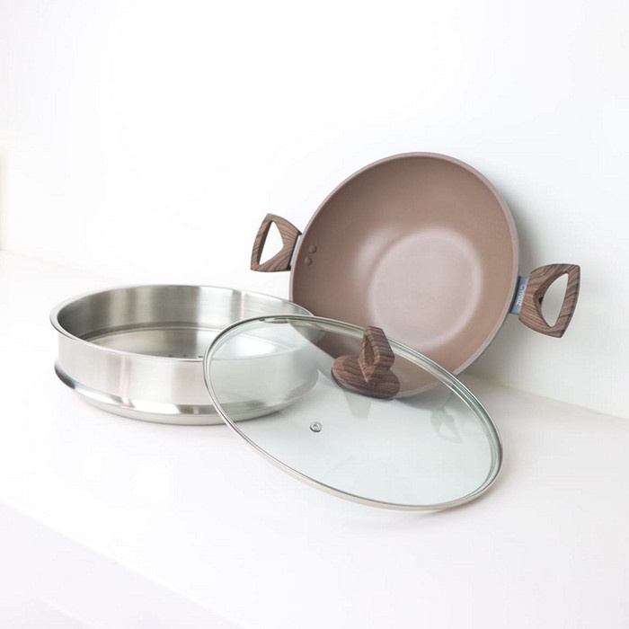 Cypruz FP-1230 Wok Pan 30 cm Kuali Steamer Anti Lengket + Tutup Harga MurahBebas